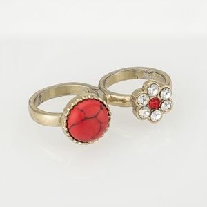 Semi Precious Stone Double Ring